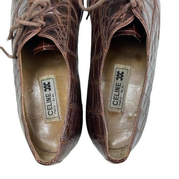 Celine Brown Vintage Oxford Shoes Python Stamped Size 7 - Picture 12 of 12